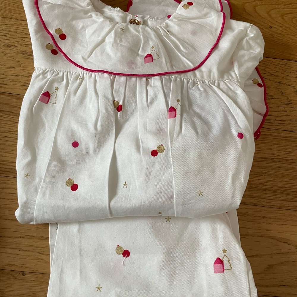Jacadi White and Pink holiday pjs